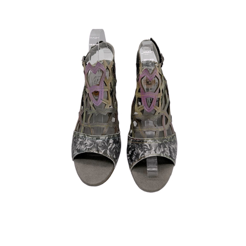 L’Artiste Amora Leather Laser Cut Peep Toe Sandal Size 9 European Size 40 - Picture 5 of 12